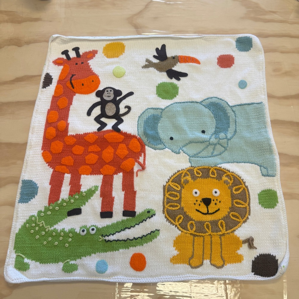 Neiman Marcus Art Walk Nursery Baby Blanket Safari‎ Animal Polka Dot Cotton OS